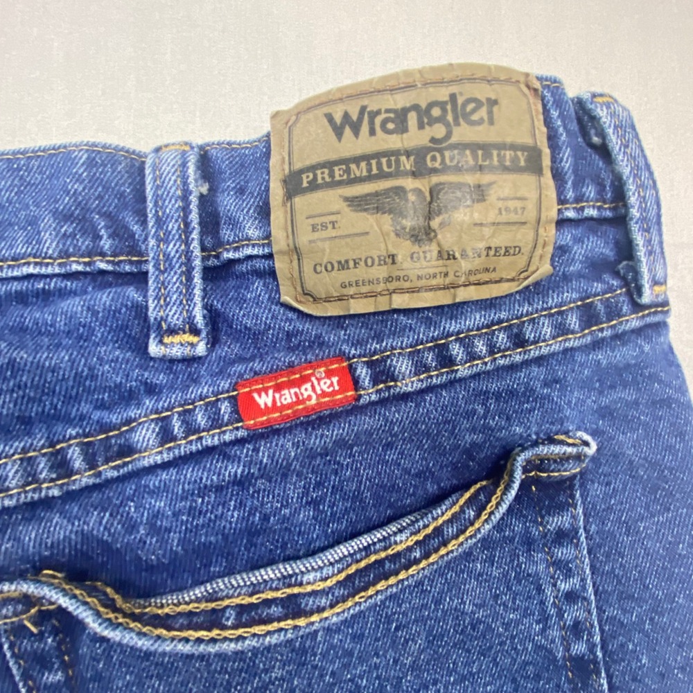 Wrangler Mens Straight Leg Jeans Blue Denim Workwear Rugged Work Tough 38x30 - Picture 10 of 16